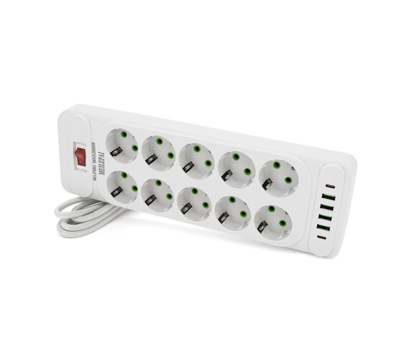 Мережевий фільтр Voltronic F35U, 10 розеток 2 м (F35U-White)